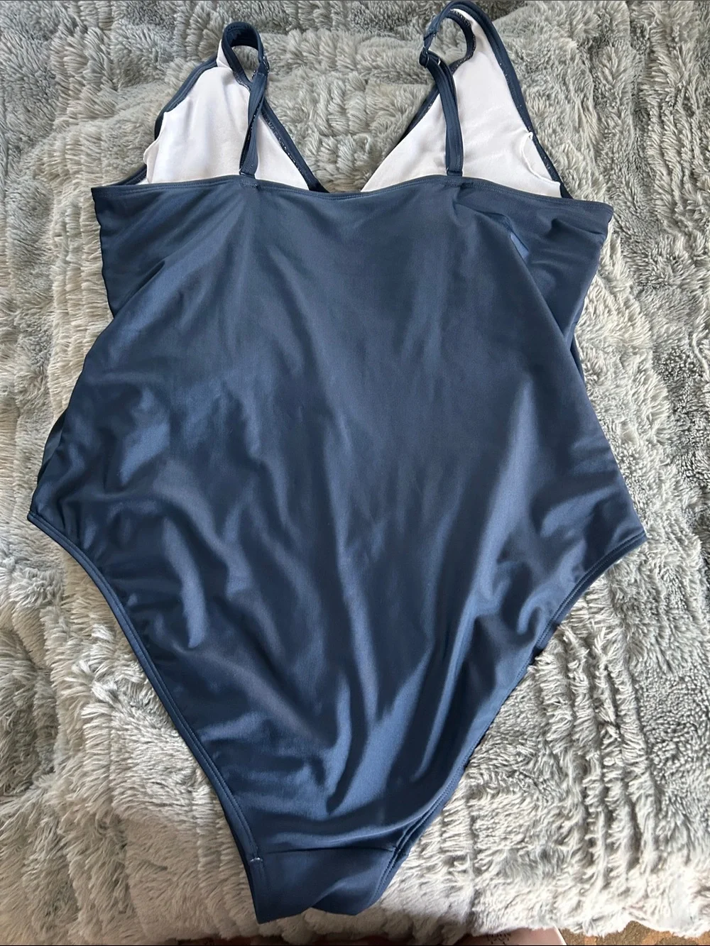 Women’s Blue Wrap-Style One-Piece Swimsuit with Side Tie
